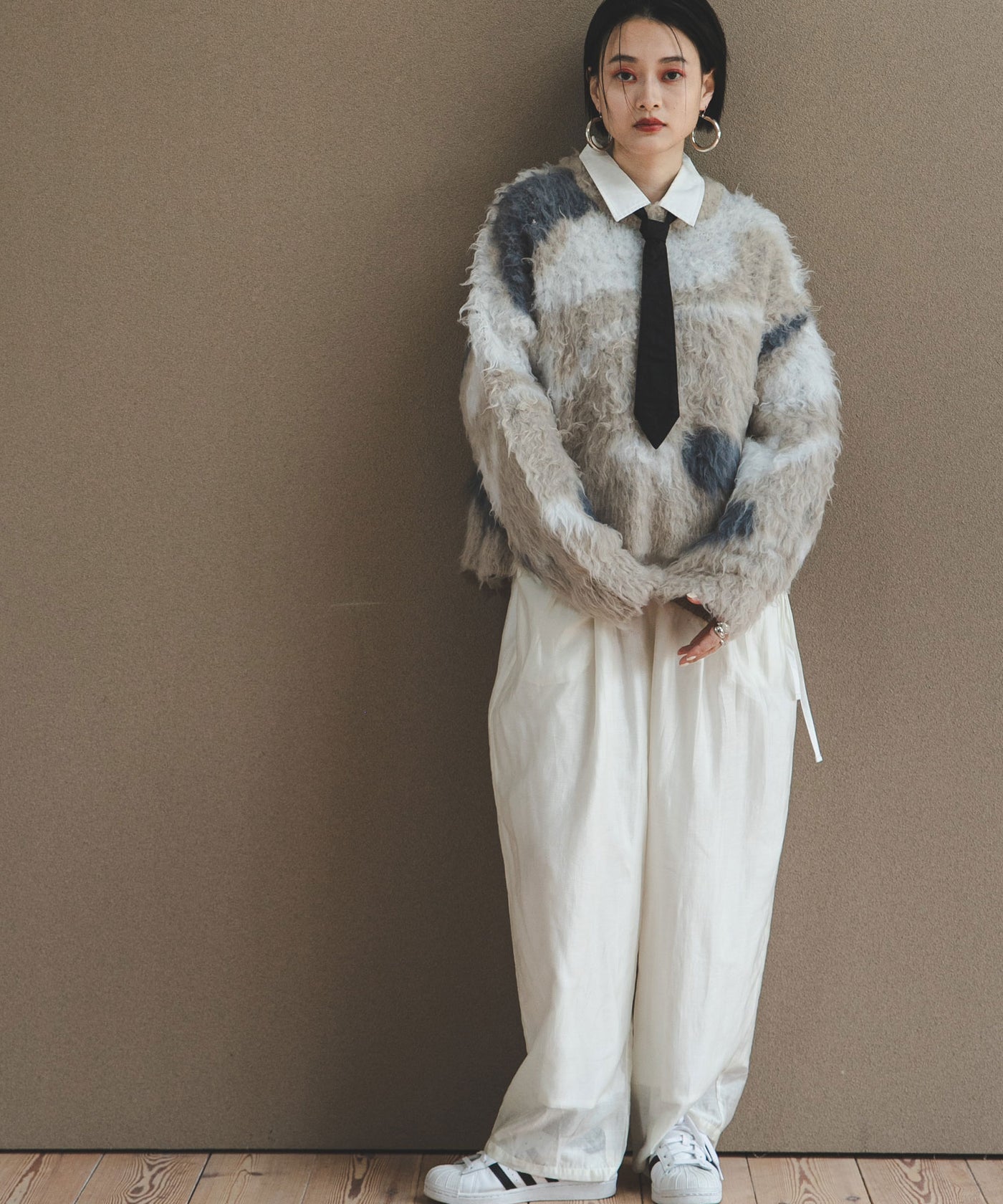 マーブル柄モヘアタッチ風ニット – レディースファッション通販の夢