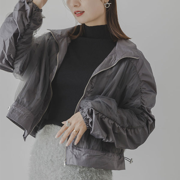 シャイニー×チュールシャーリングブルゾン