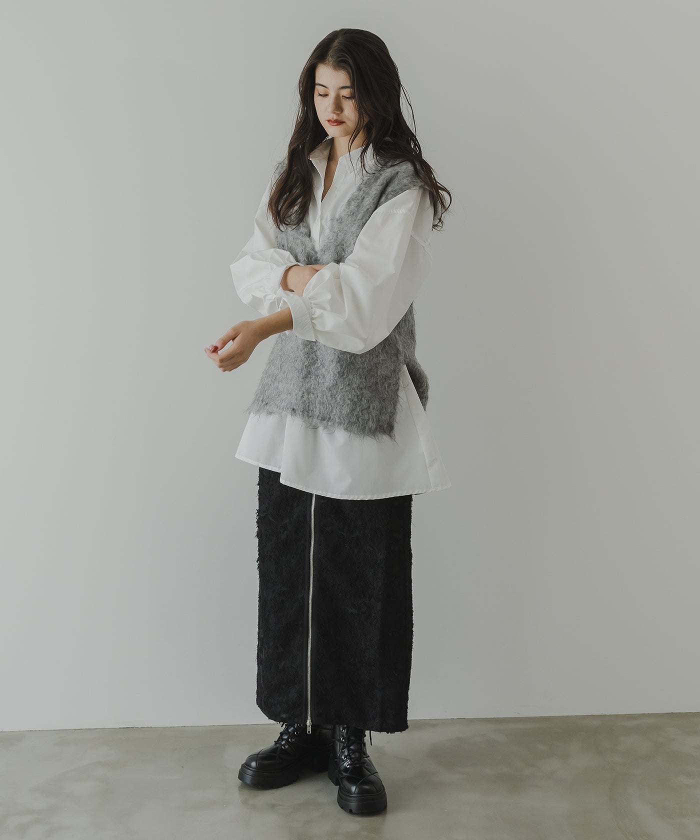 フリンジジャガードジップスカート – レディースファッション通販の夢