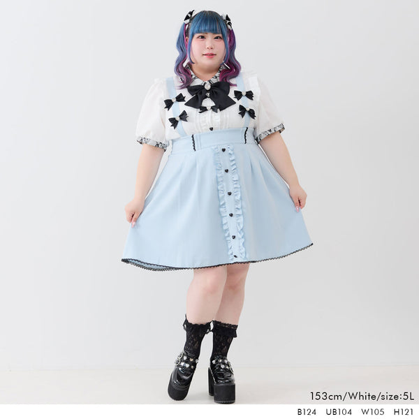 【まとめ買い】【送料無料】ビジューハートリボンフリルブラウス