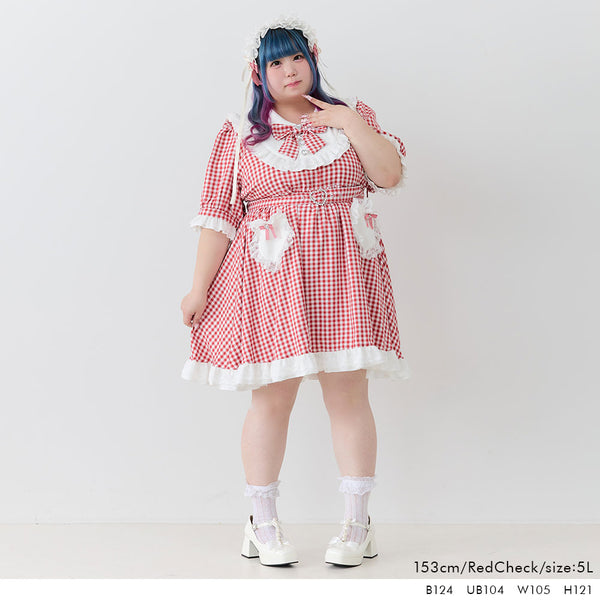 ハートポケットリボンフリルワンピース