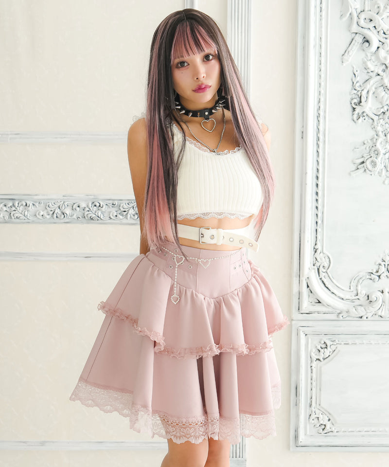 ボリュームレースフレアミニスカート シルバーハトメボリュームレースフレアミニスカート – レディース