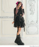 シルバーハトメボリュームレースフレアミニスカート