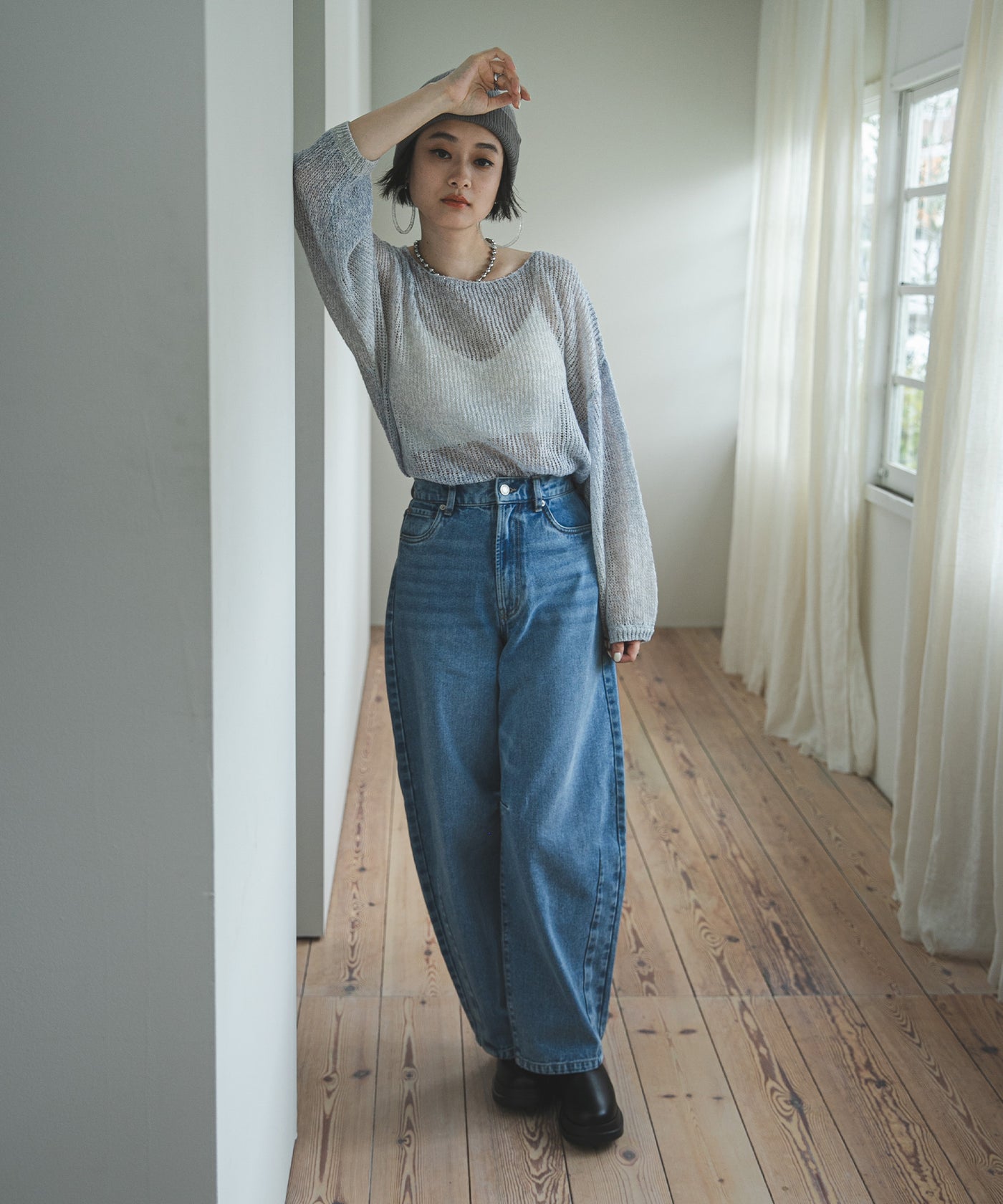 シアーメッシュモヘアタッチニット – レディースファッション通販の夢