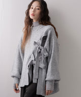 Wリボンスリットニット