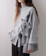 Wリボンスリットニット