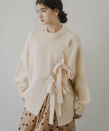 Wリボンスリットニット