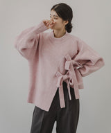 Wリボンスリットニット