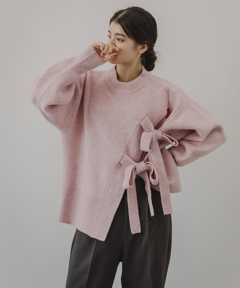 Wリボンスリットニット