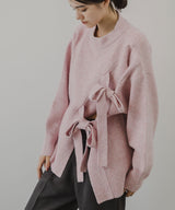 Wリボンスリットニット