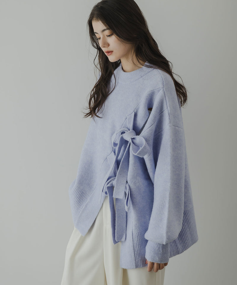 Wリボンスリットニット