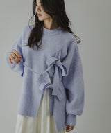 Wリボンスリットニット