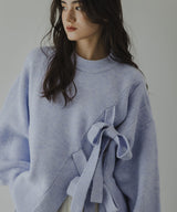 Wリボンスリットニット