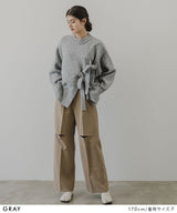 Wリボンスリットニット