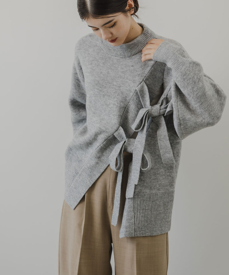 Wリボンスリットニット