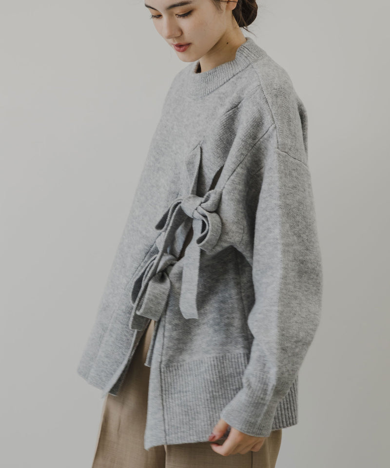 Wリボンスリットニット