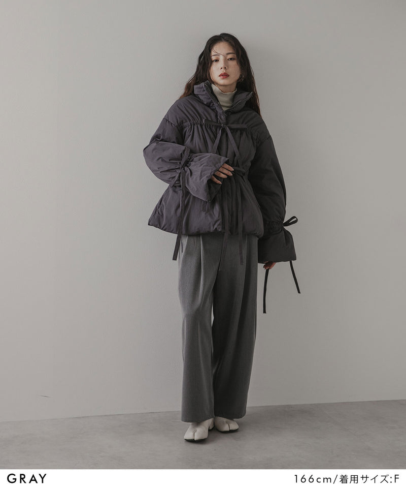 メニーリボンフェイクダウンコート