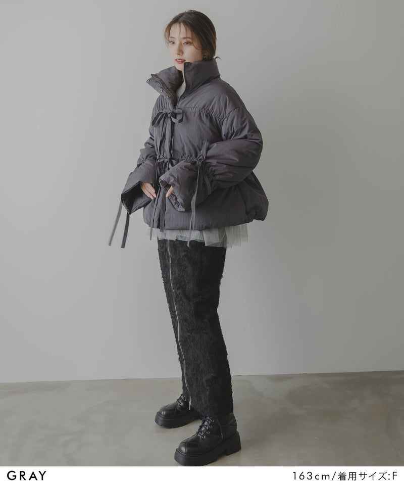 メニーリボンフェイクダウンコート