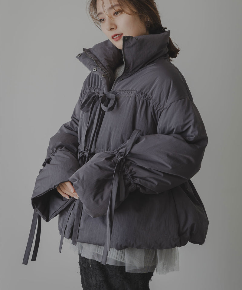 メニーリボンフェイクダウンコート