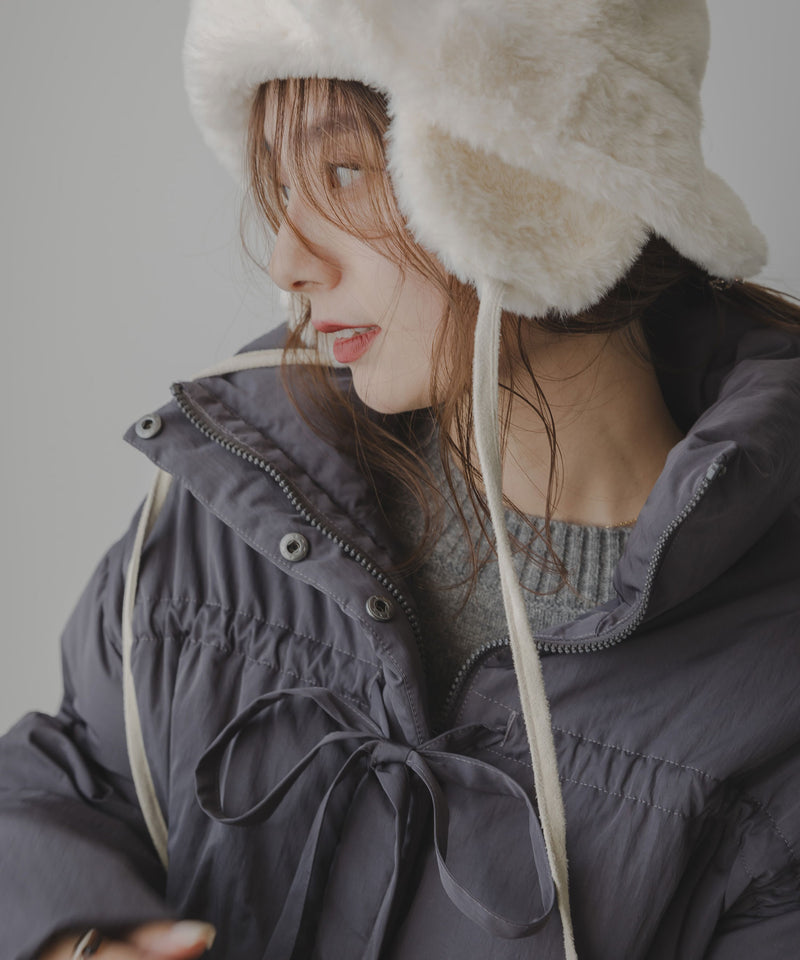 メニーリボンフェイクダウンコート