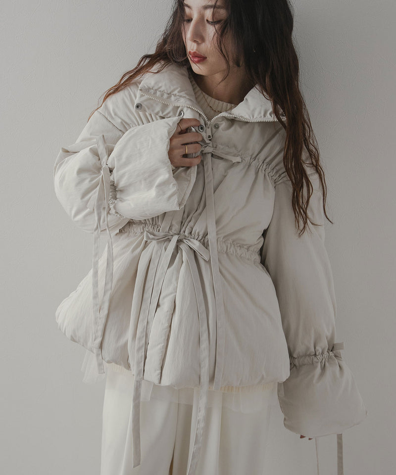 メニーリボンフェイクダウンコート