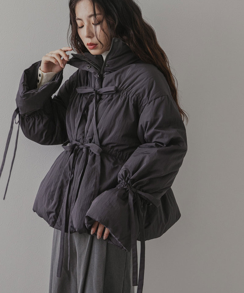 メニーリボンフェイクダウンコート