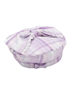 チェックリボンベレー帽