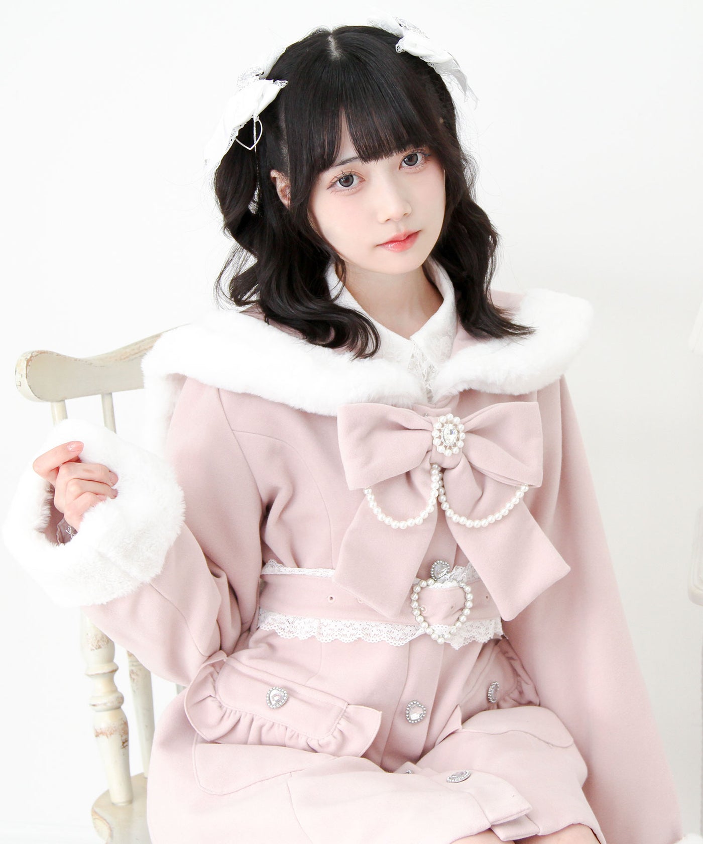 新春セール】ハートバックルベルトセーラーファーコート – レディース