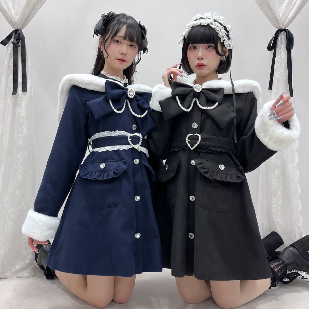 新品タグ付き DearMyLove ハートバックルベルトセーラーファーコート ハートバックルベルトセーラーファーコート – レディース