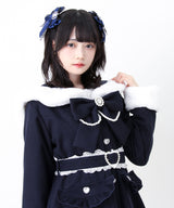 ハートバックルベルトセーラーファーコート