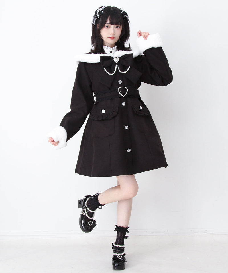 ハートバックルベルトセーラーファーコート