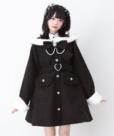 ハートバックルベルトセーラーファーコート
