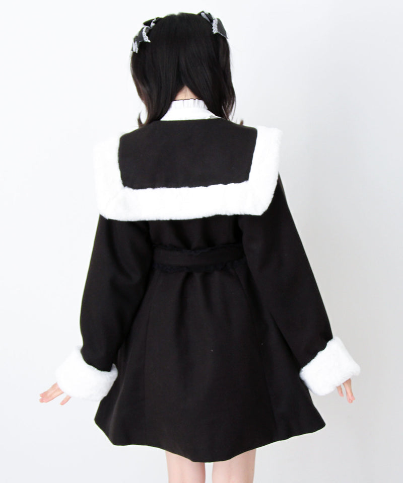 ハートバックルベルトセーラーファーコート