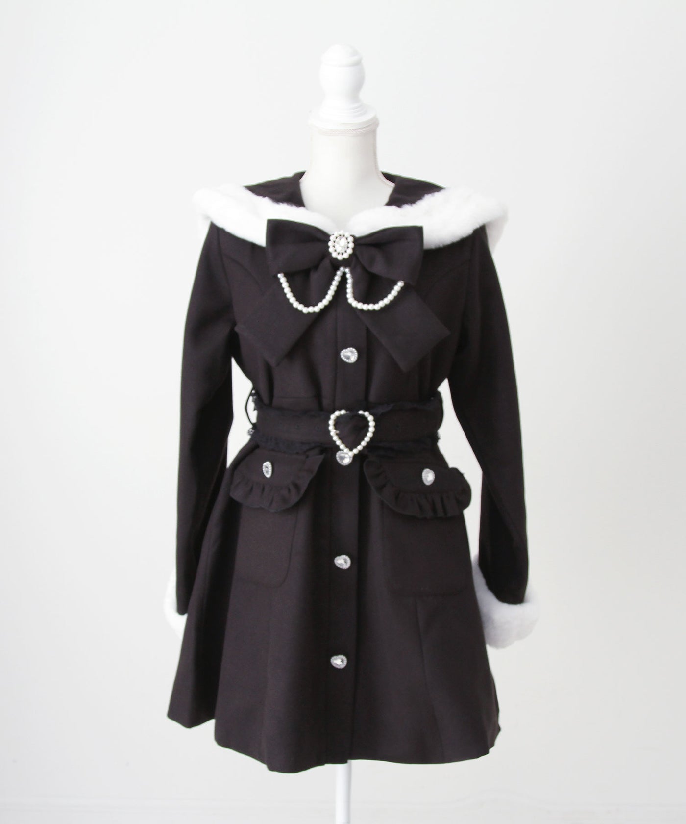 ハートバックルベルトセーラーファーコート – レディースファッション