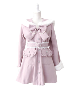 ハートバックルベルトセーラーファーコート