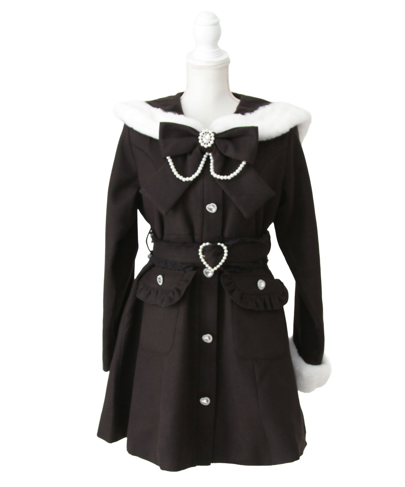 ハートバックルベルトセーラーファーコート – レディースファッション