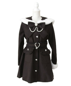 ハートバックルベルトセーラーファーコート