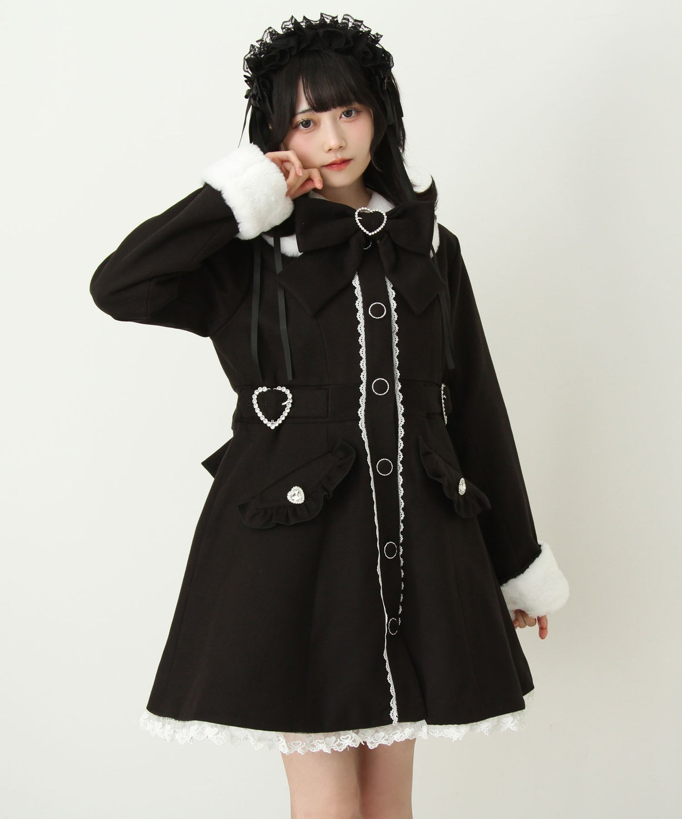 ハートたっぷりフリルAラインファーコート – レディースファッション