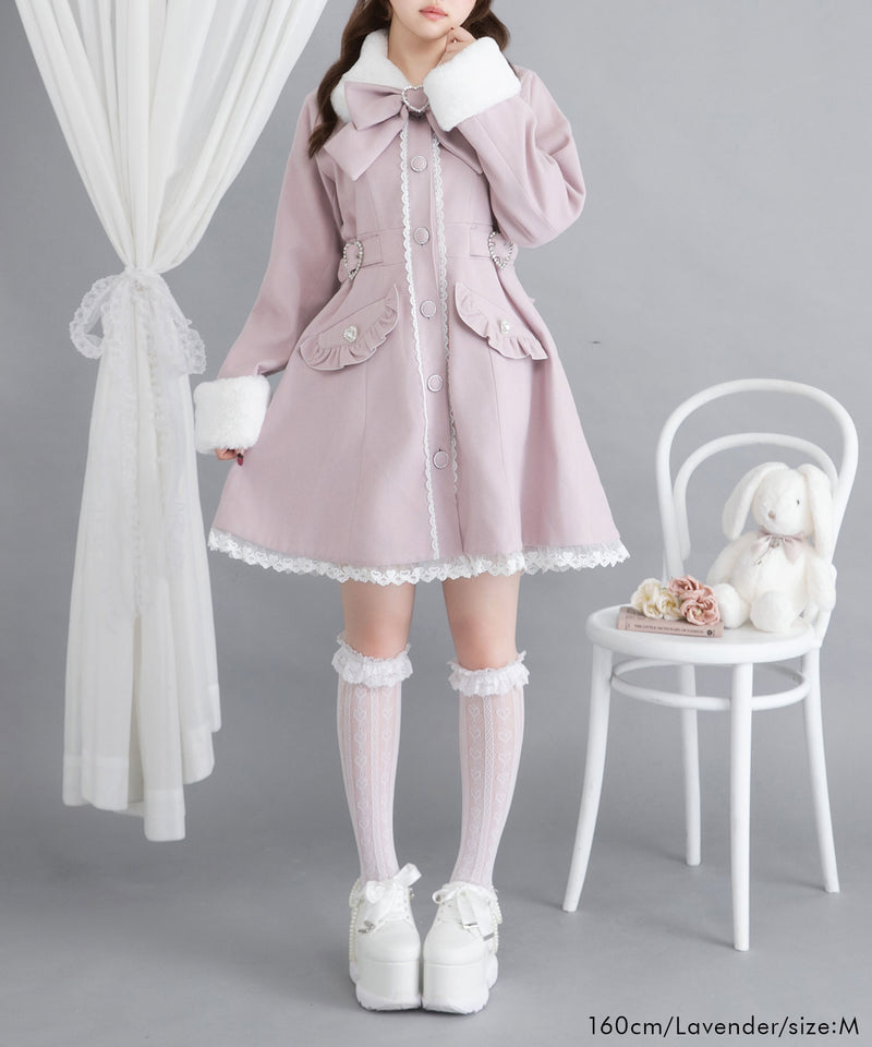 ハートたっぷりフリルAラインファーコート