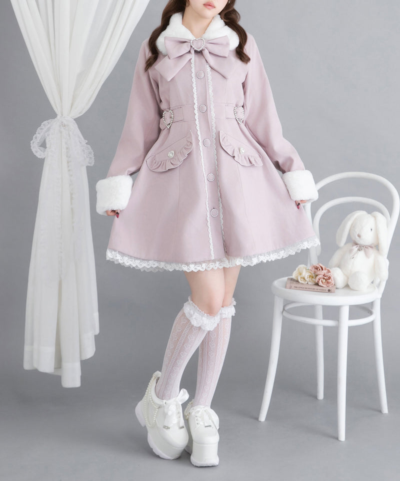 ハートたっぷりフリルAラインファーコート