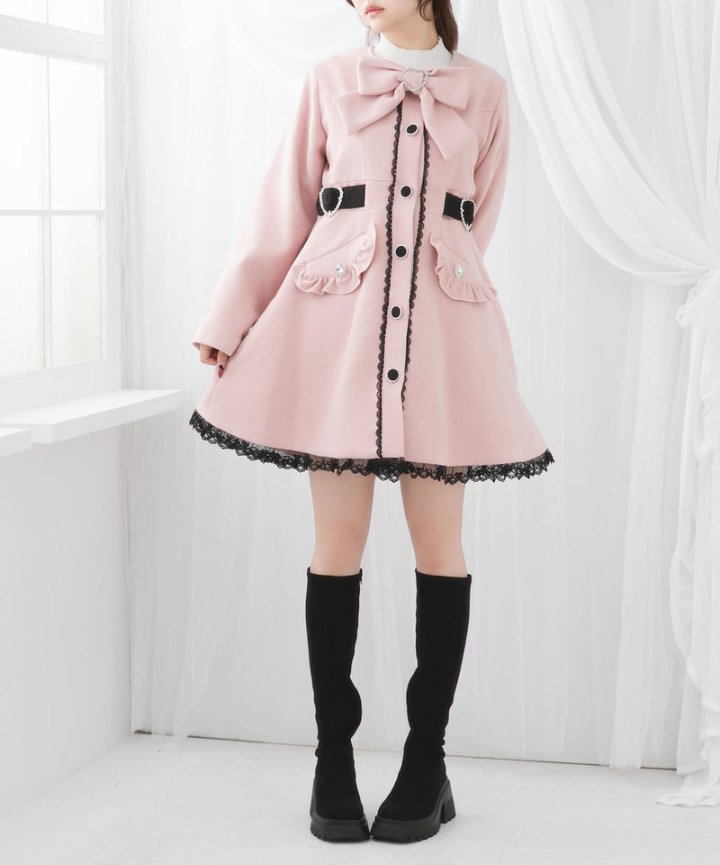 ハートたっぷりフリルAラインファーコート