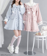 ポンポンリボンセーラー襟フリルコート