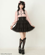 レースアップフリル襟ブラウス