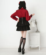 レースアップフリル襟ブラウス