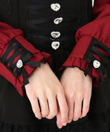 レースアップフリル襟ブラウス