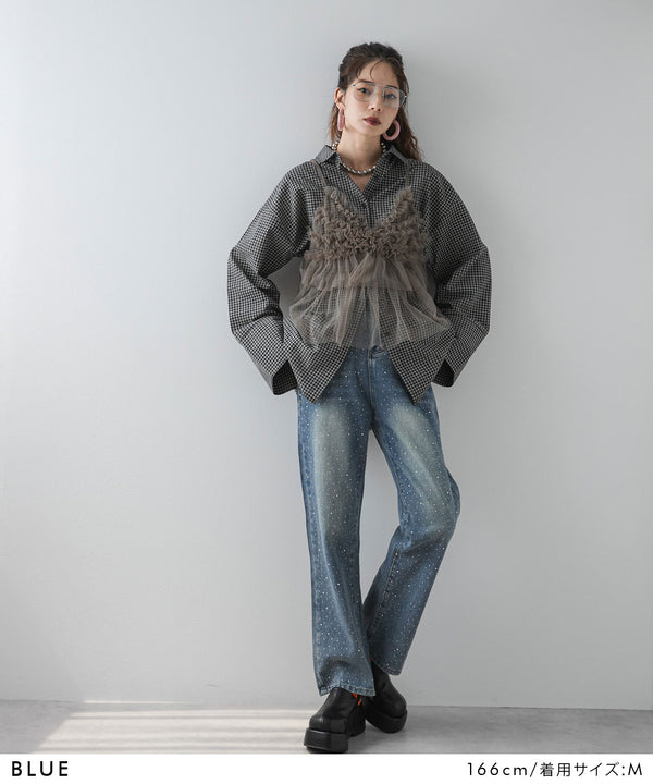 ストーンツキルーズデニムパンツ