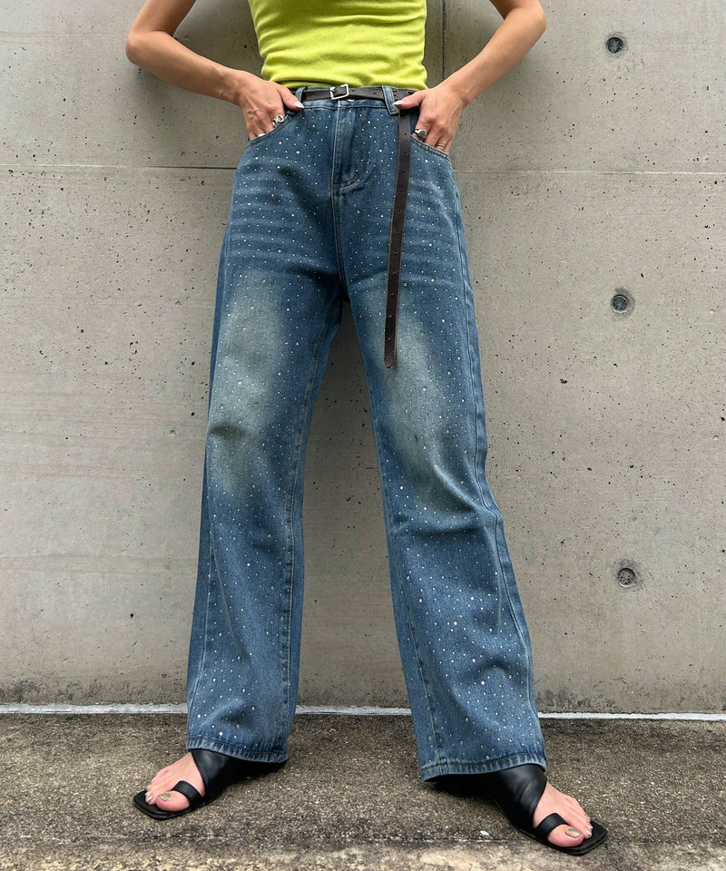 ストーンツキルーズデニムパンツ