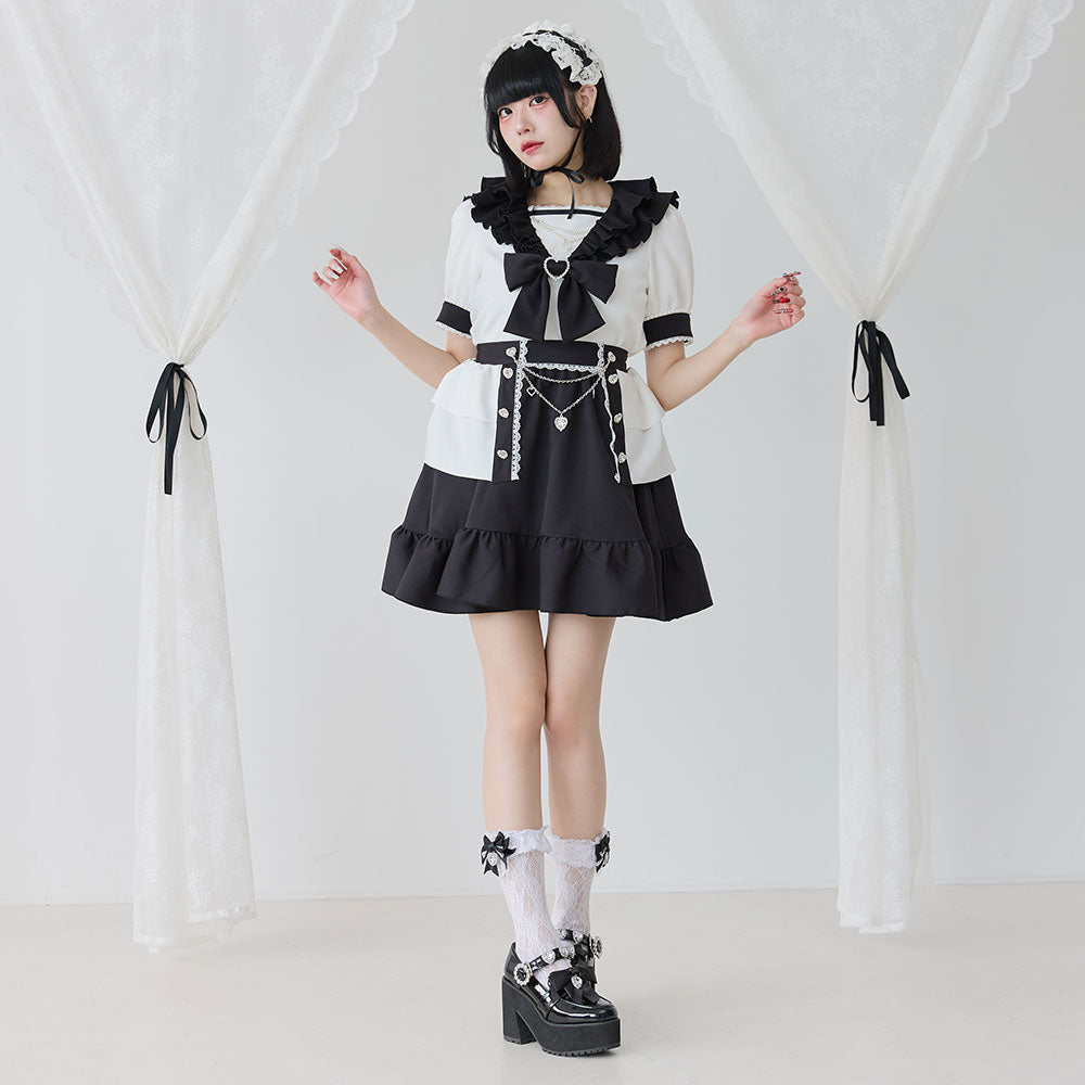 Dear My Love フリルセーラーブラウス バックル付きスカート サックス DearMyLove ブラウス シャツ 二段フリルセーラーブラウス