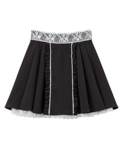 ウエストレースパールフリルスカート