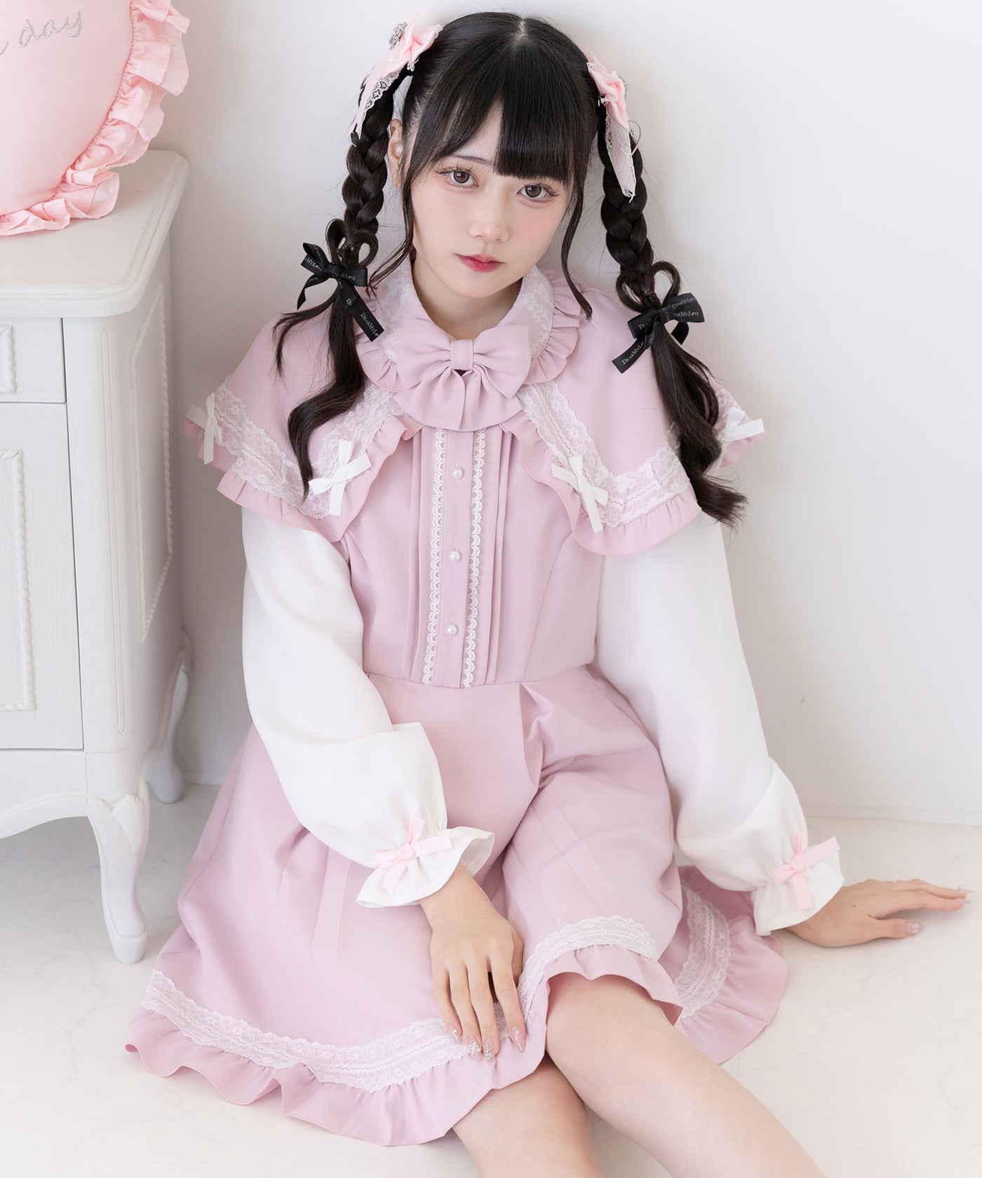 夢展望♡Deary 新品✨️リボン花柄ポンチョ 感謝祭セール対象】ポンチョ風袖切替ワンピース – レディース